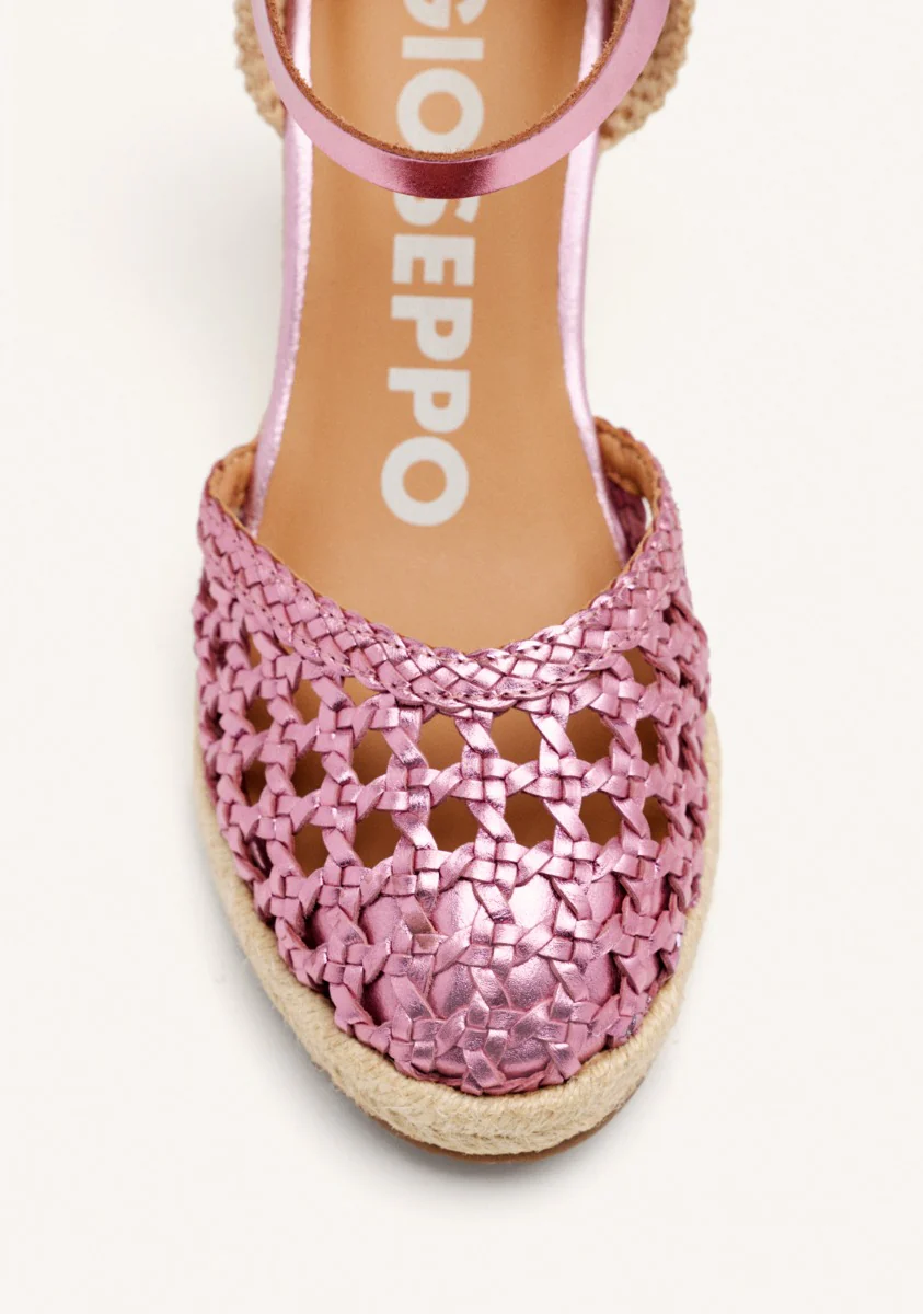 PINK WOVEN LEATHER ESPADRILLES WITH HIGH JUTE WEDGE FOR WOMEN SERIGNAN - Image 3