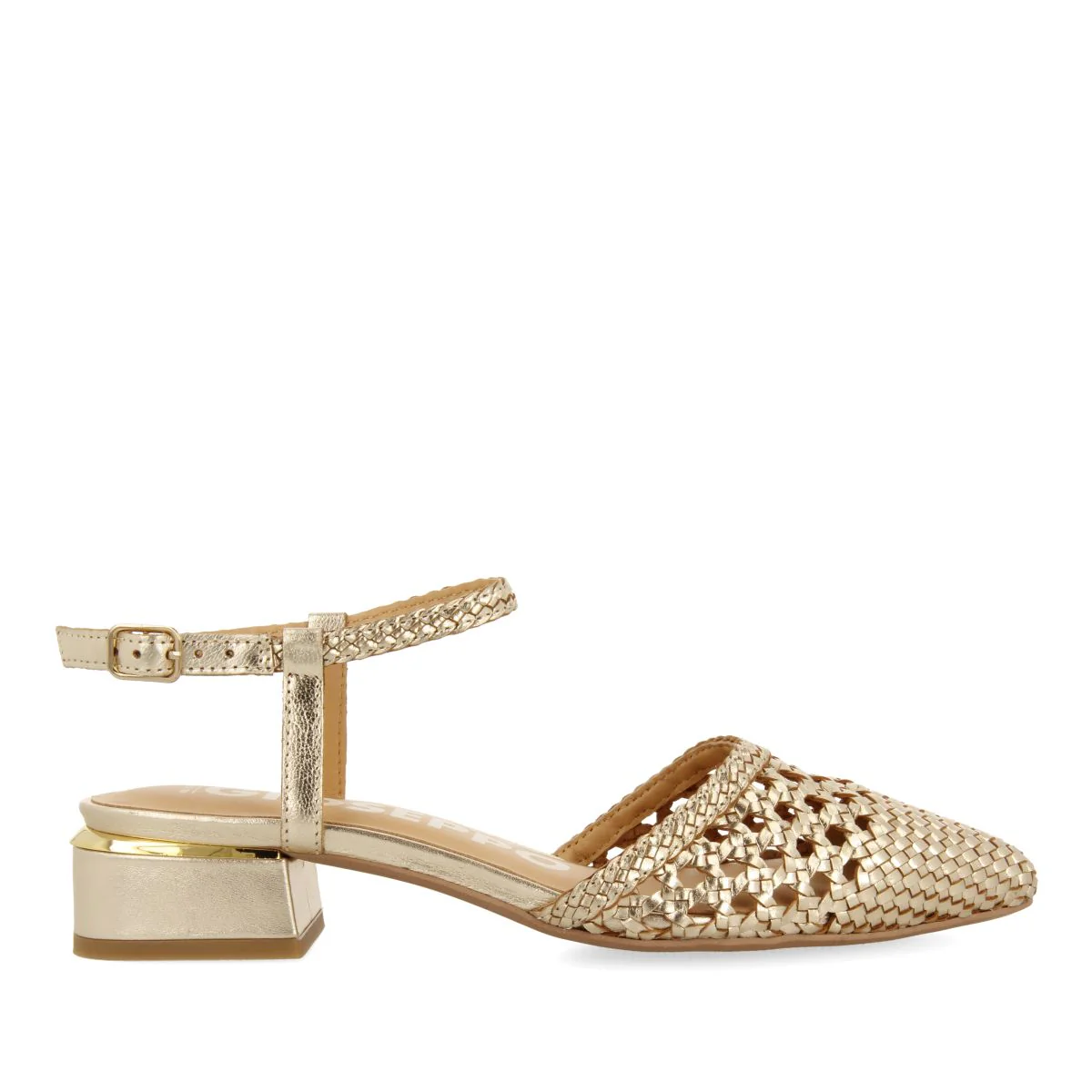 PLATINUM COLORED BRAIDED LEATHER BALLERINAS FOR WOMEN MINEO
