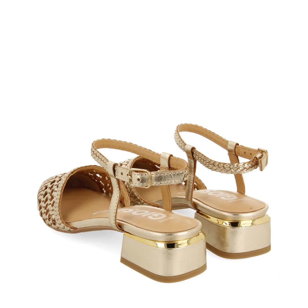 PLATINUM COLORED BRAIDED LEATHER BALLERINAS FOR WOMEN MINEO - Image 4
