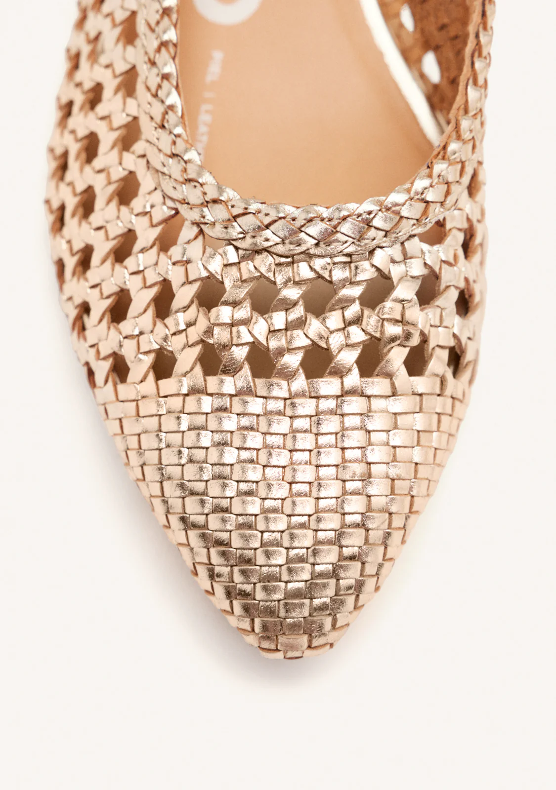 PLATINUM BRAIDED LEATHER BALLET FLATS PISKOVE - Image 3