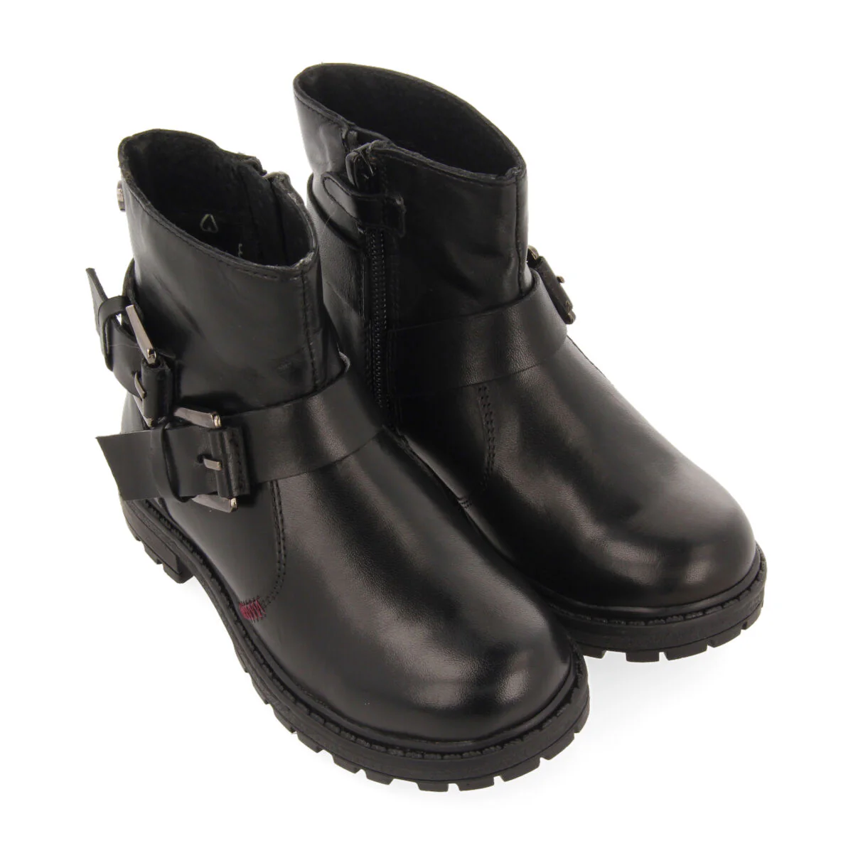 Raab children's black leather biker boots with buckles - Image 3