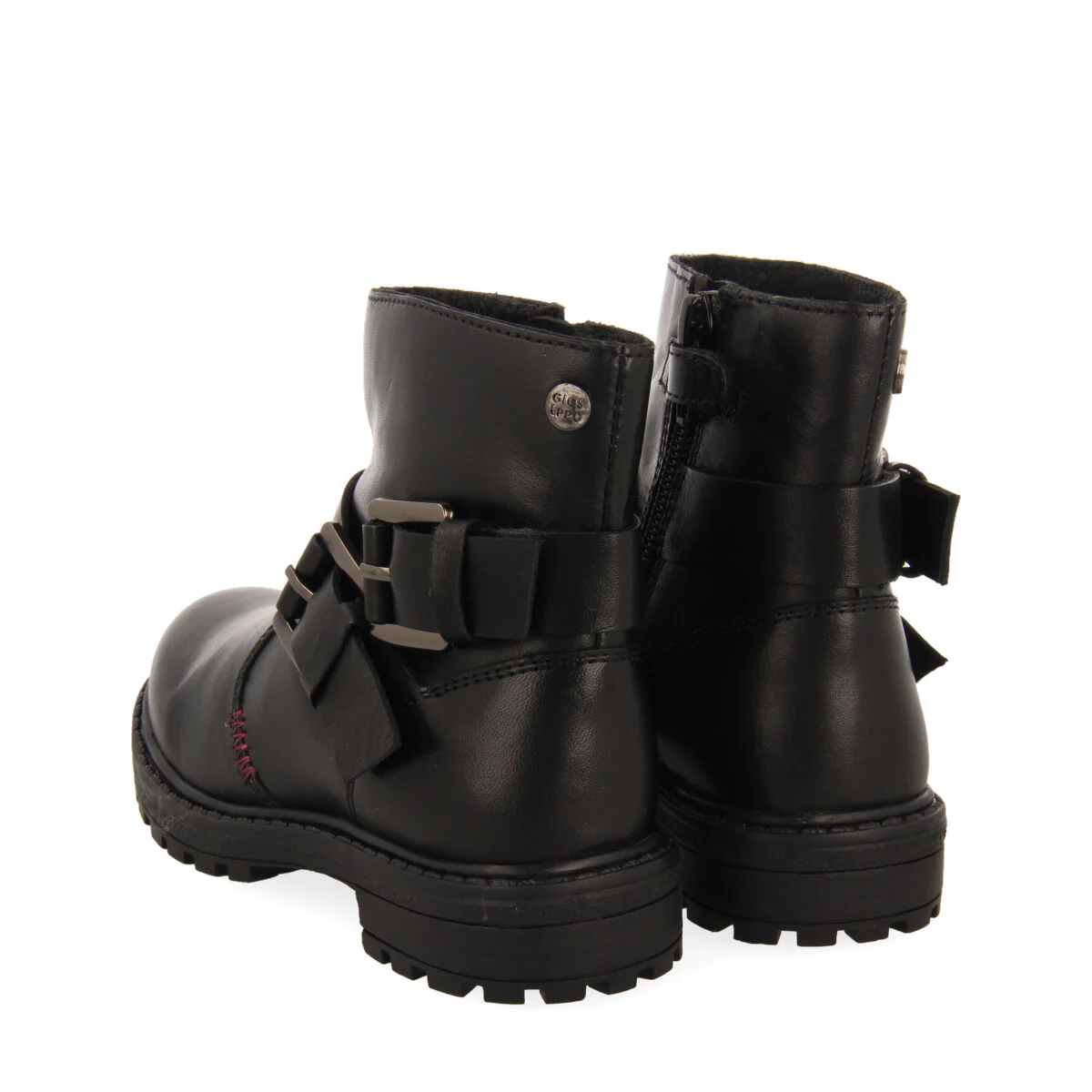 Raab children's black leather biker boots with buckles - Image 4