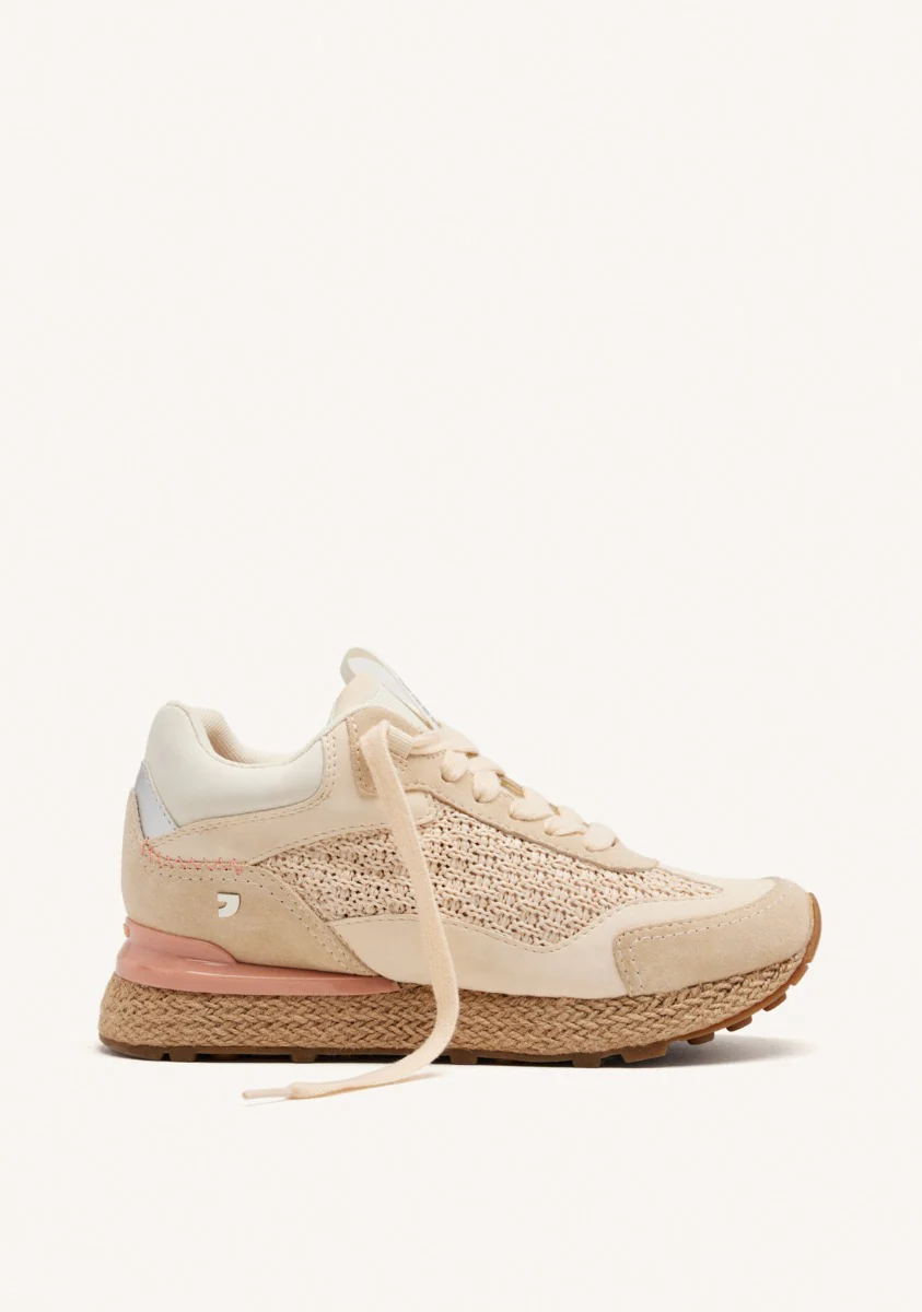 RAFFIA WEDGE LEATHER SNEAKERS HARDING