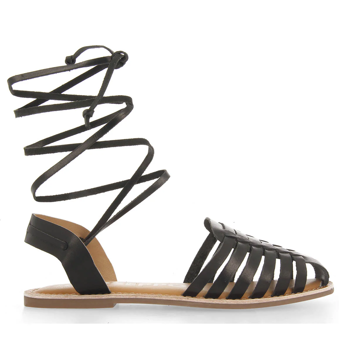 Ransart women's black multi-strap roman sandals with laces
