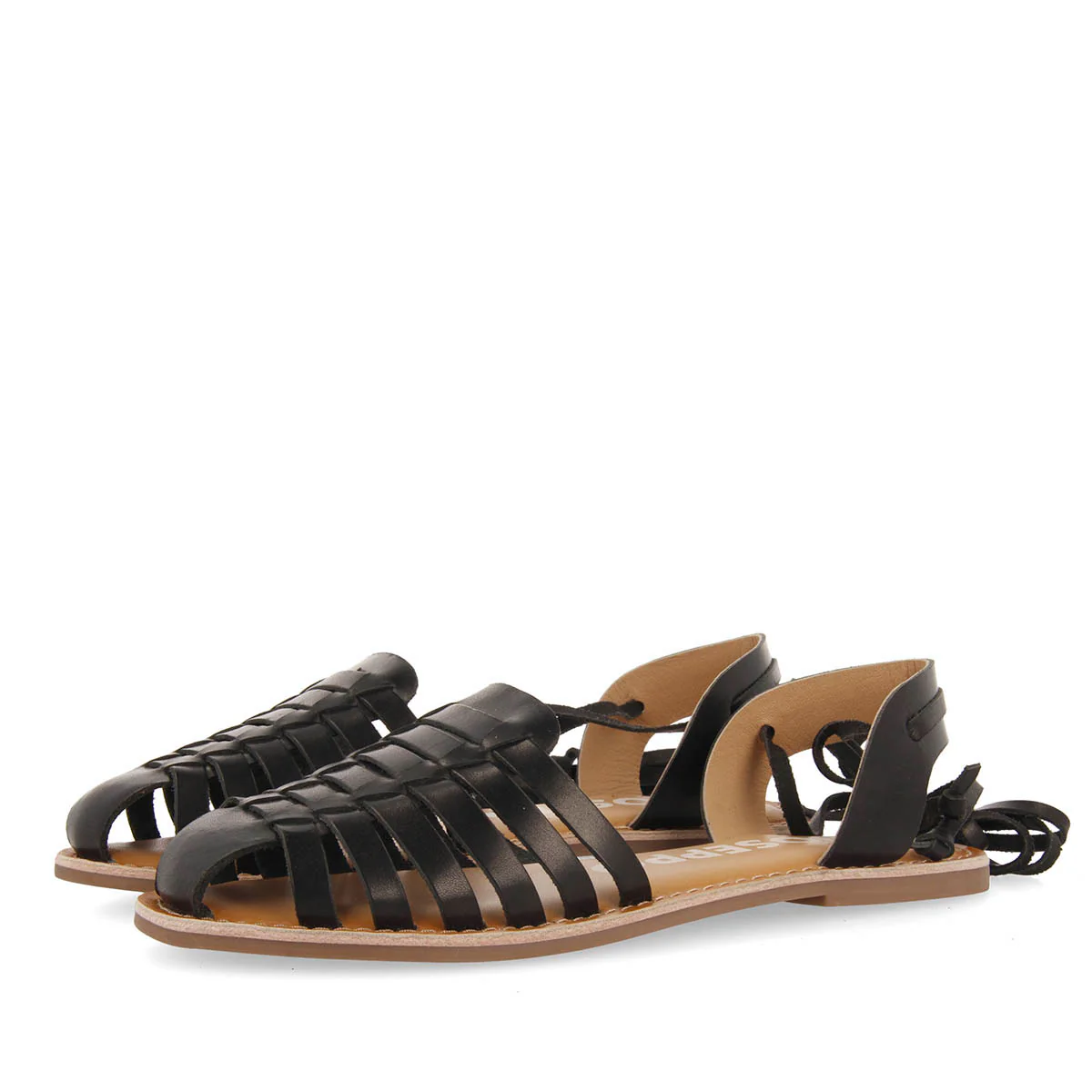 Ransart women's black multi-strap roman sandals with laces - Image 2