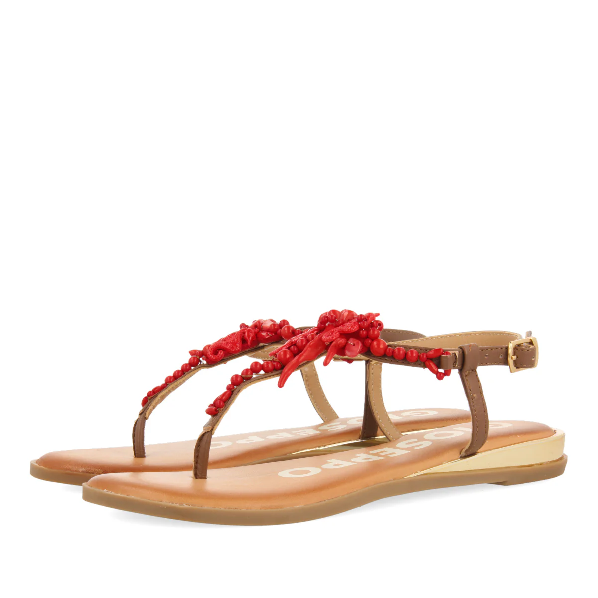 RED FLAT SANDALS FOR WOMAN ALBANY - Image 2