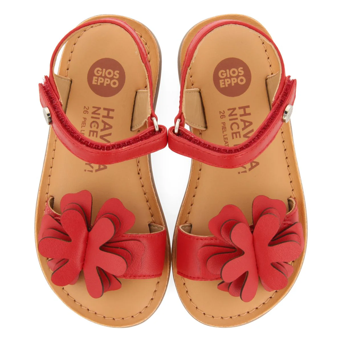 RED LEATHER SANDALS WITH FLOWER EMBELLISHMENT FOR GIRL AND BOY TAKILMA - Image 2
