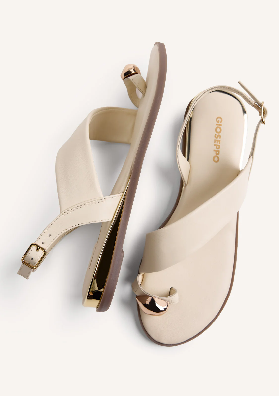 RING LEATHER SANDALS STONY - Image 4