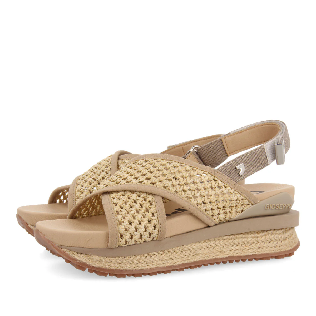 Rinxent women's sporty beige sandals with raffia mesh - Image 2