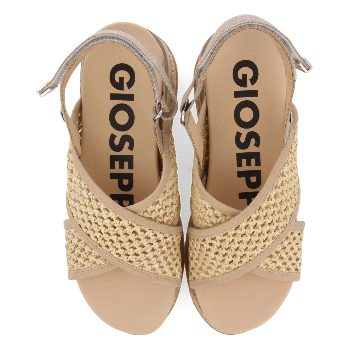 Rinxent women's sporty beige sandals with raffia mesh - Image 3