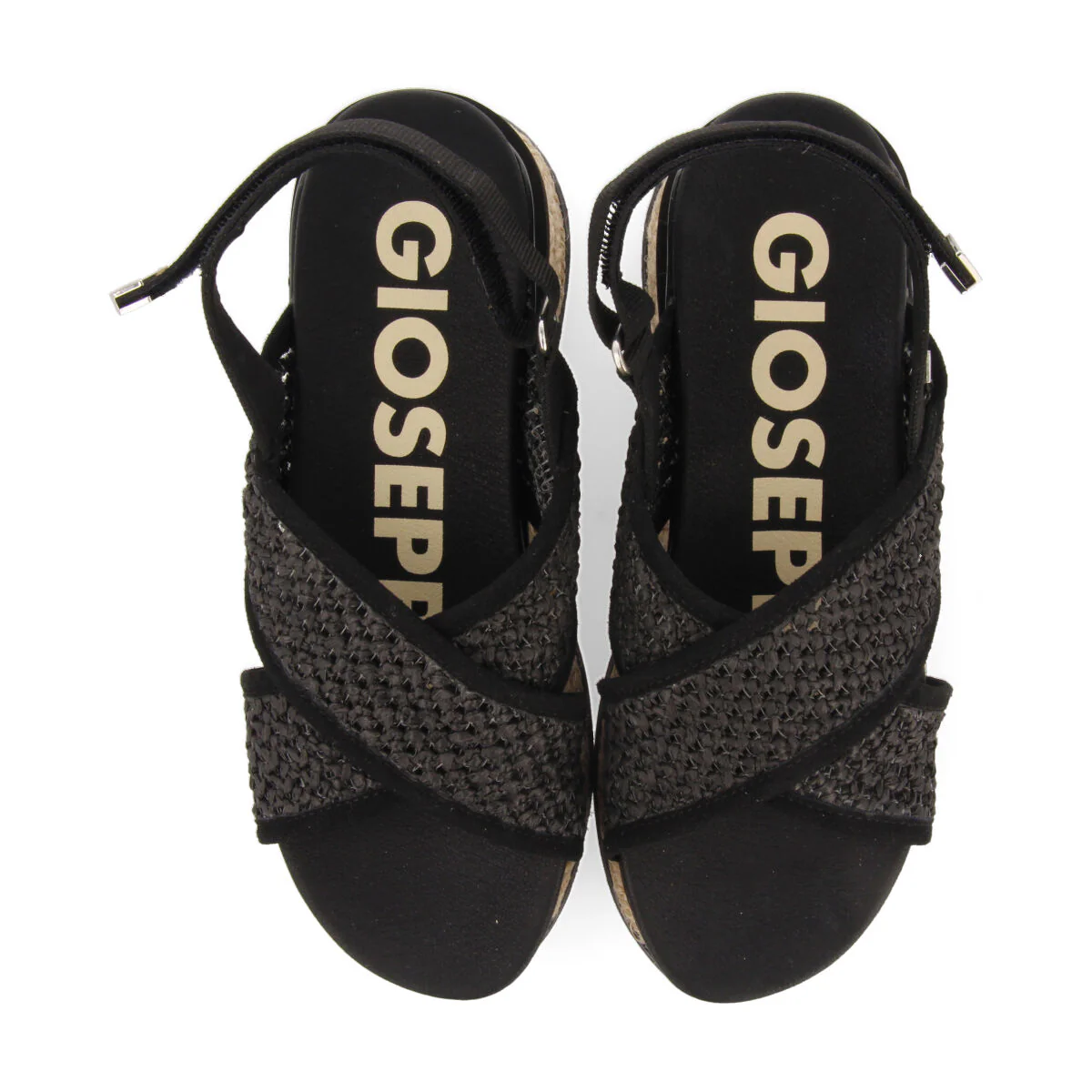Rinxent women's sporty black sandals with raffia mesh - Image 3