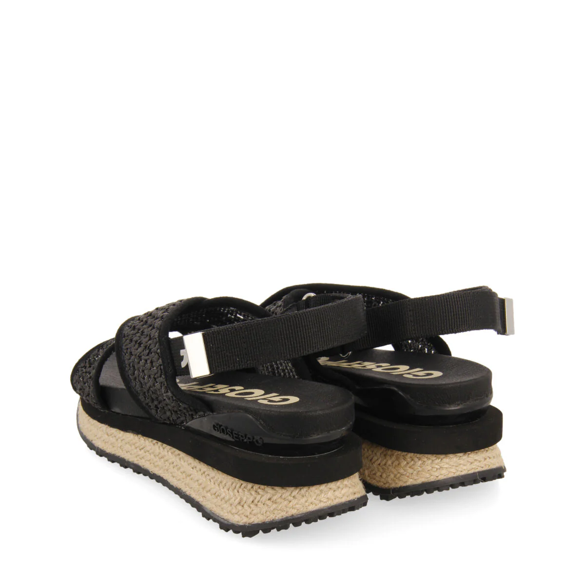Rinxent women's sporty black sandals with raffia mesh - Image 4