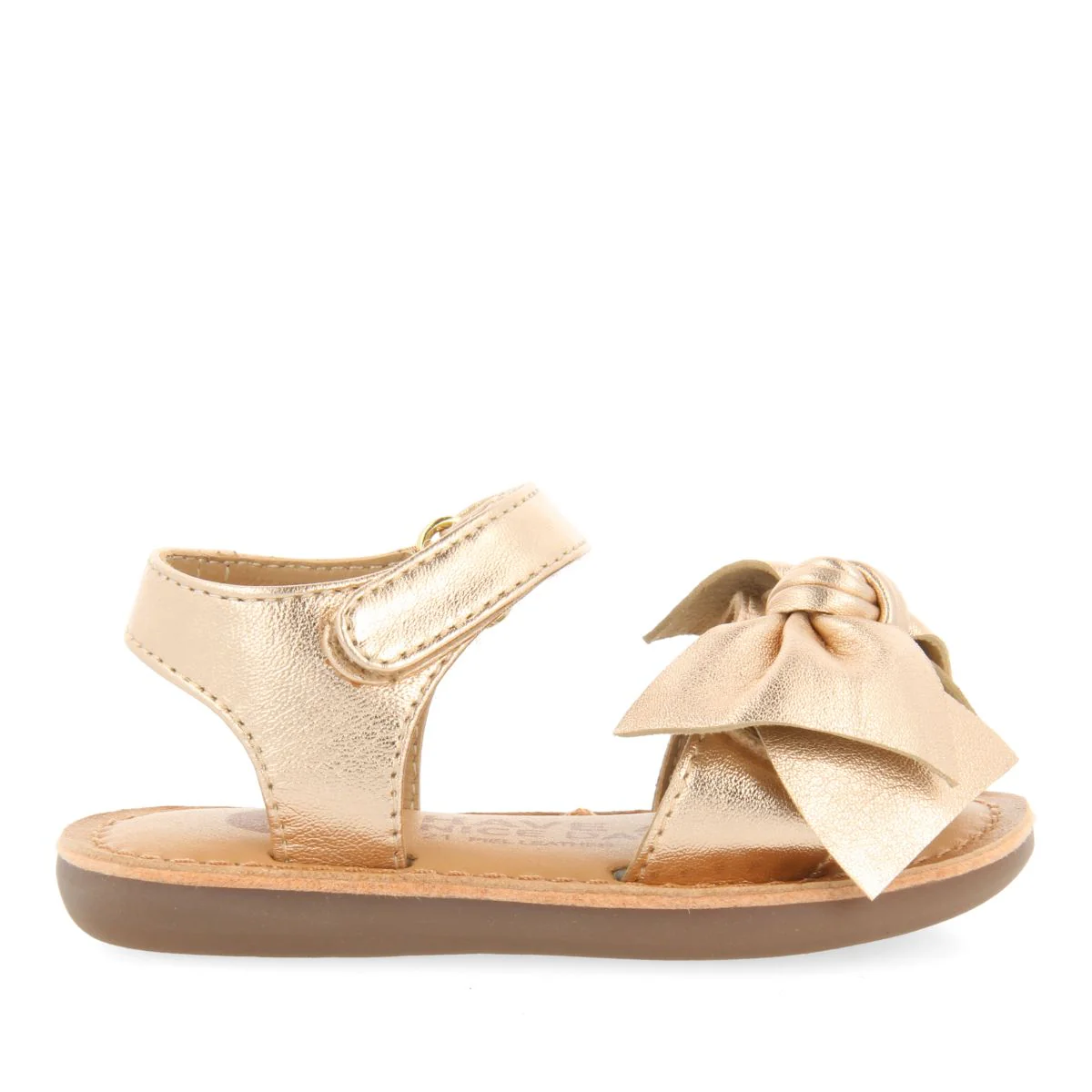 ROSE GOLD LEATHER SANDALS WITH BOW FOR BABY ITALA