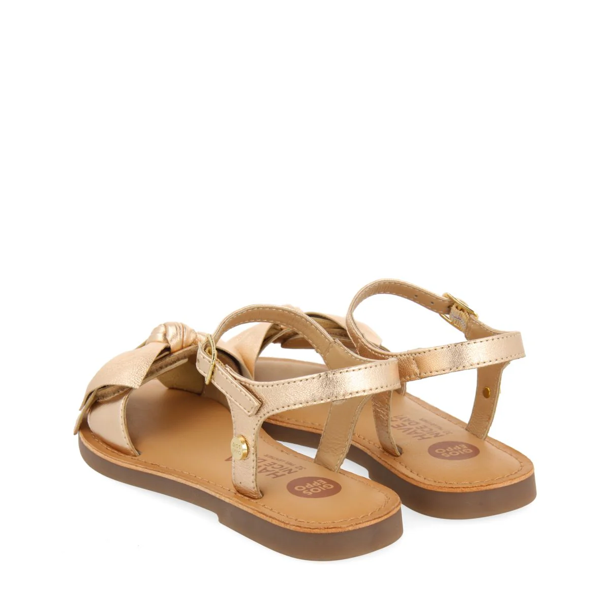 ROSE GOLD LEATHER SANDALS WITH BOW FOR GIRL AND BOY VARZIM - Image 3