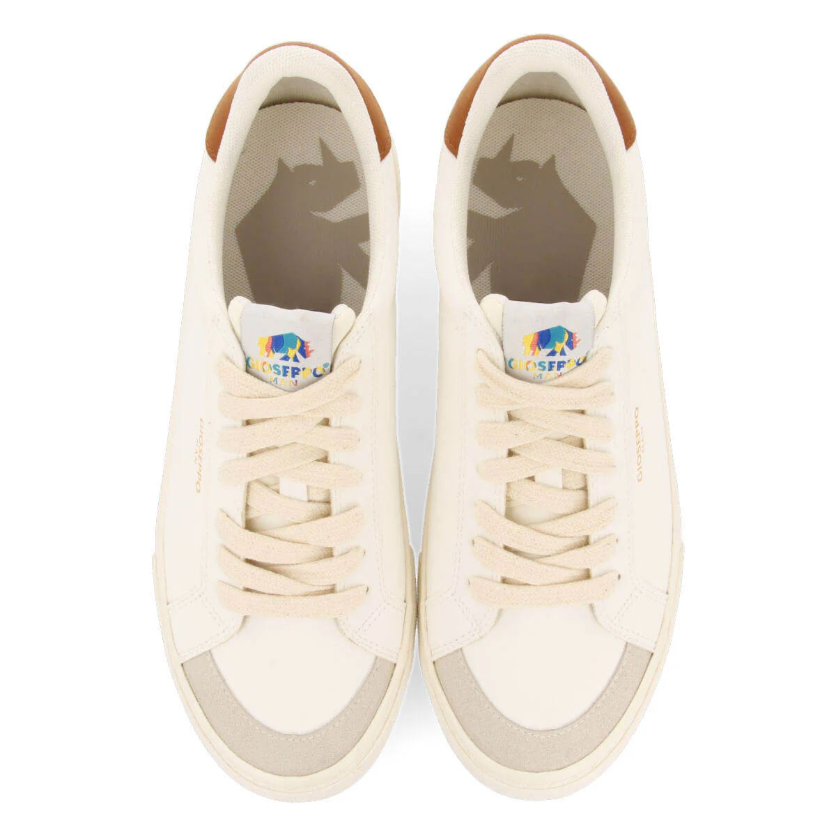 Roujan men's white sneakers with tan details - Image 4