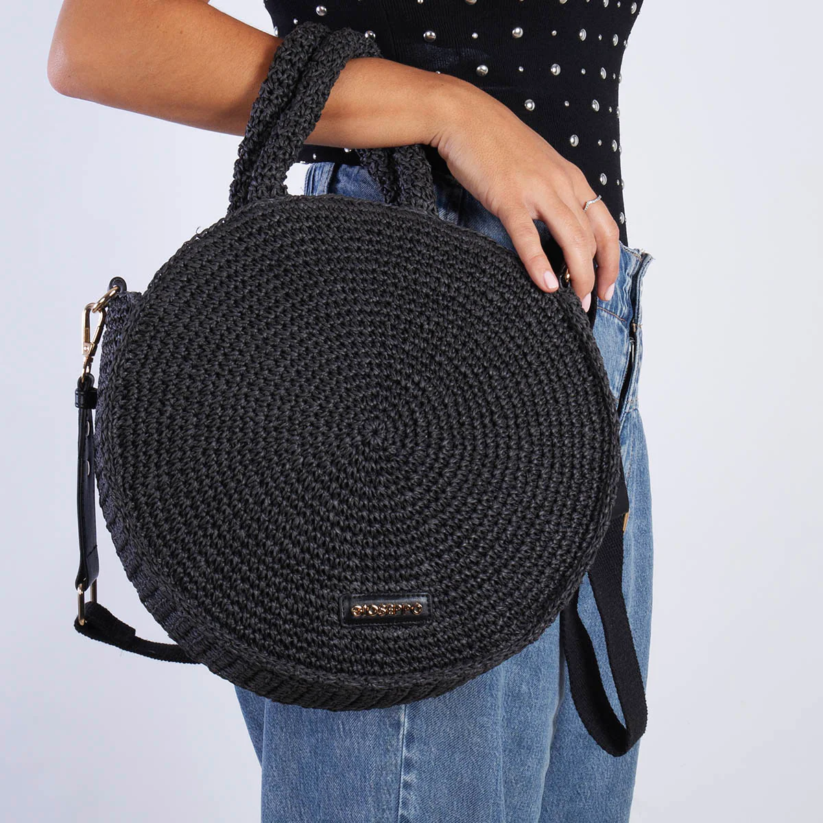 ROUND BLACK WOVEN BASKET MIMS - Image 2