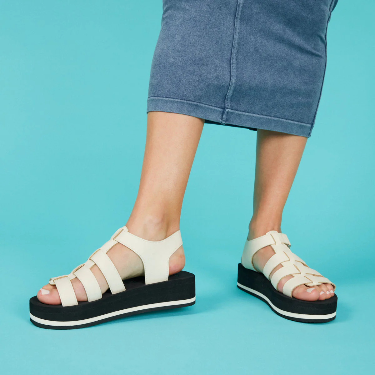 Ruch women's off-white multi-strap sandals with eva soles - Image 2