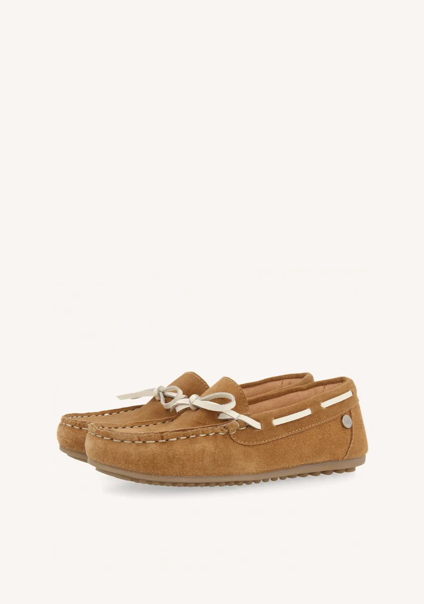SAND COLORED NAUTICAL STYLE LEATHER MOCCASIN FOR BOYS AND GIRLS ASBURY - Image 2