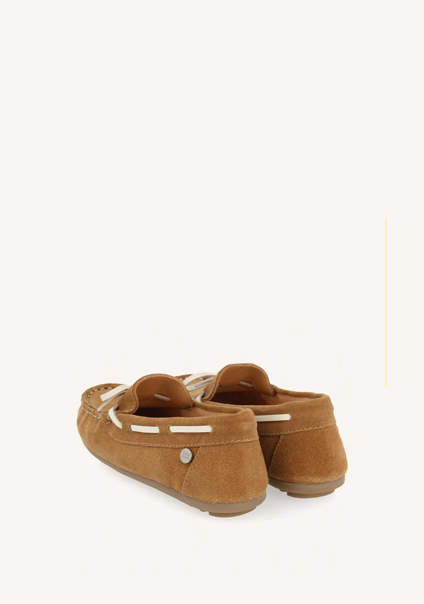 SAND COLORED NAUTICAL STYLE LEATHER MOCCASIN FOR BOYS AND GIRLS ASBURY - Image 3