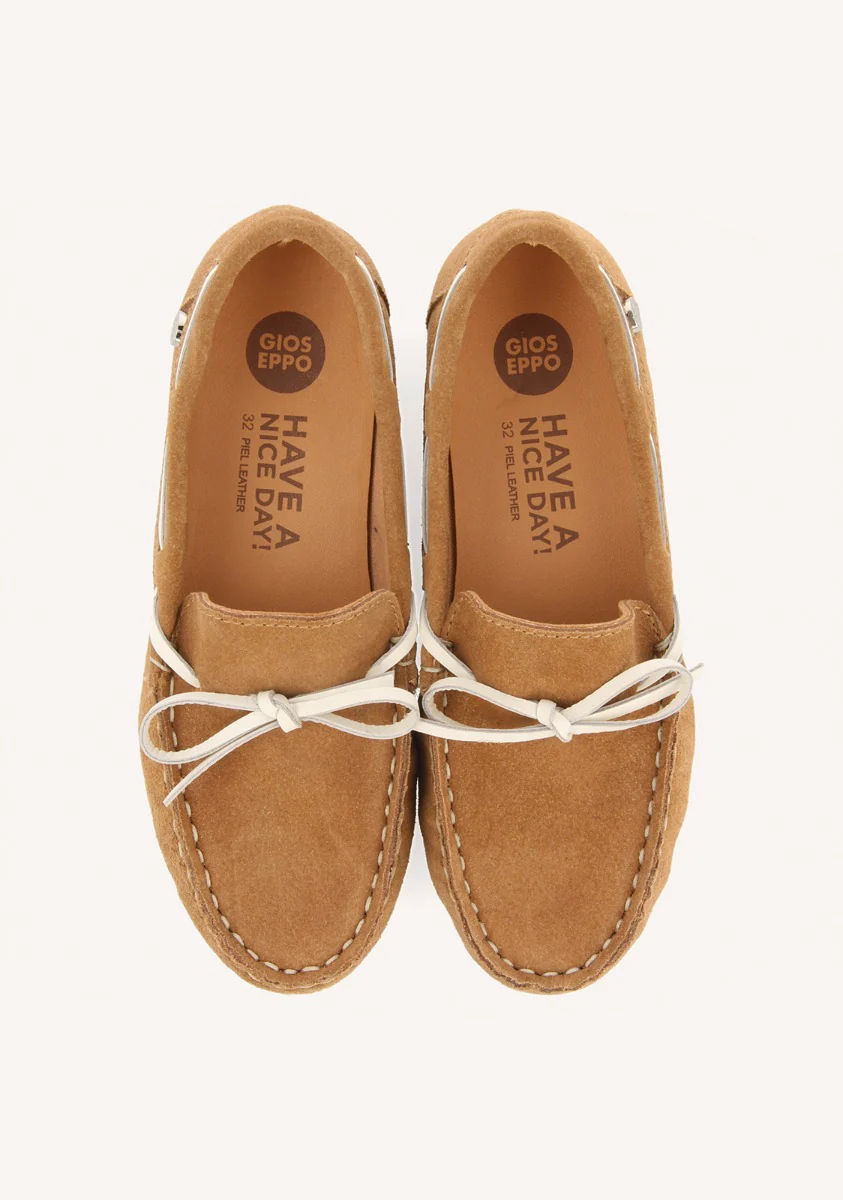 SAND COLORED NAUTICAL STYLE LEATHER MOCCASIN FOR BOYS AND GIRLS ASBURY - Image 4