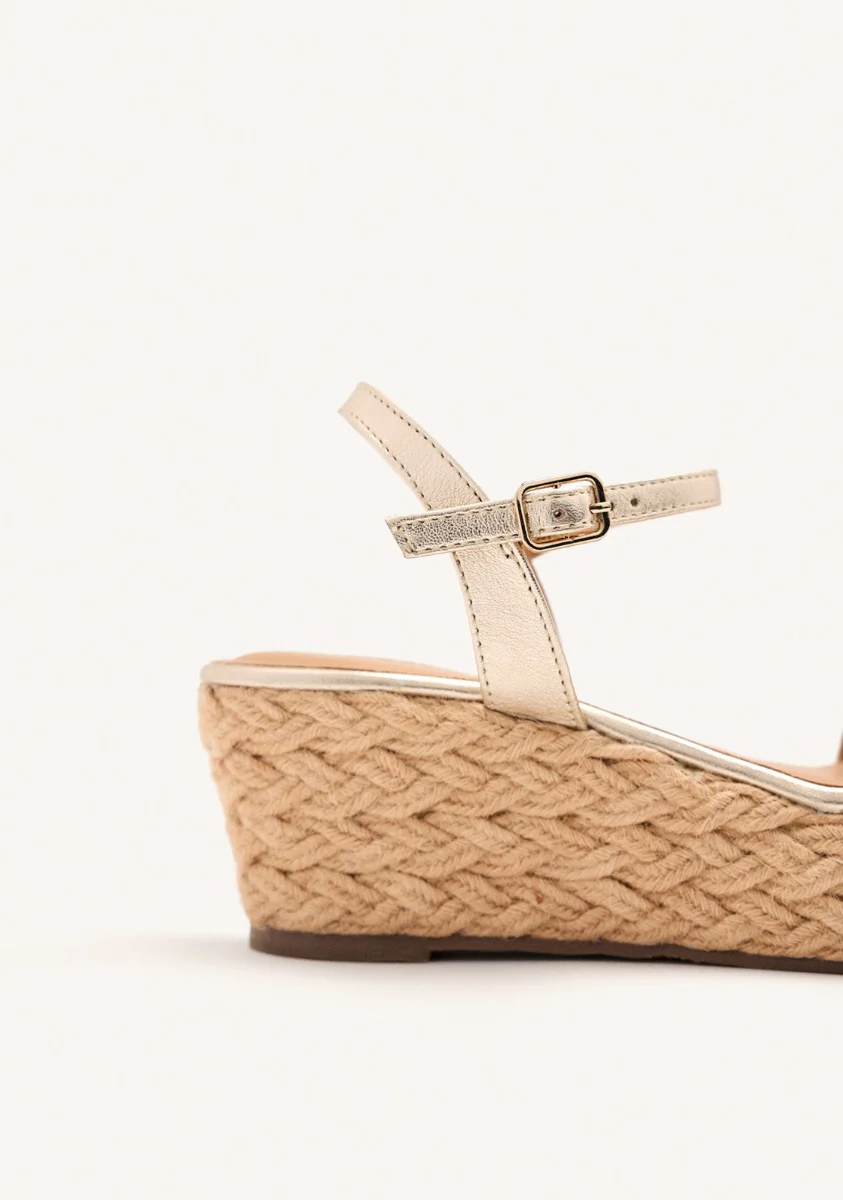 SANDALS WITH LEATHER EMBROIDERY AND RAFFIA WEDGE CANDIA - Image 3