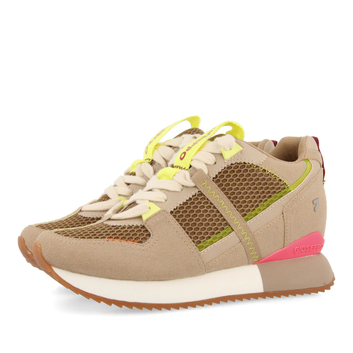 Sanssat women's beige textured sneakers with inner wedges - Image 3