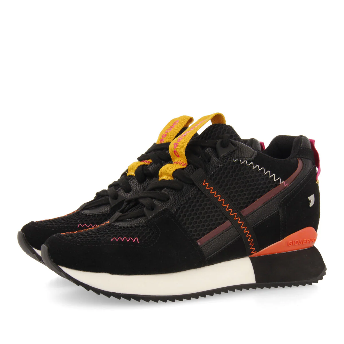Sanssat women's black textured sneakers with inner wedges - Image 2