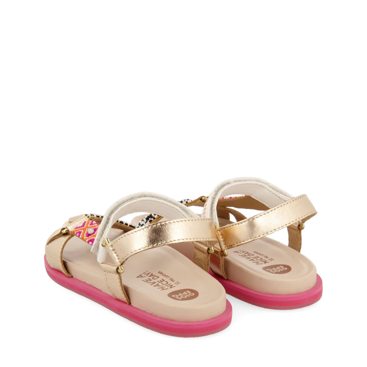 Saulcet girls sandals with anatomical inner soles and multicoloured geometric embroidery - Image 4