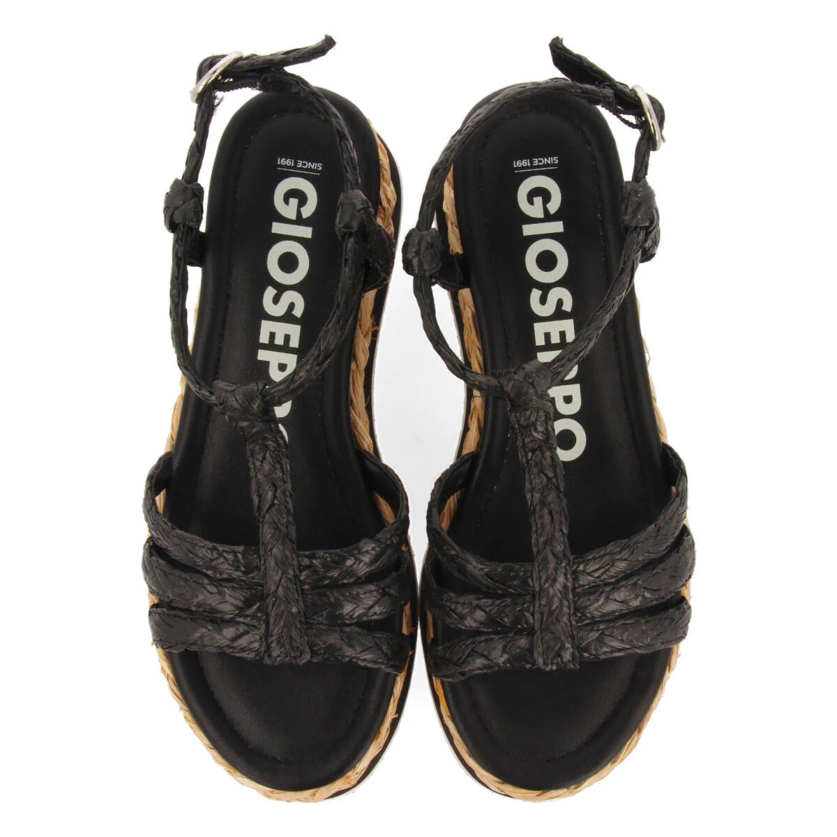 Senlisse women's black braided multi-strap sandals with platforms - Image 3
