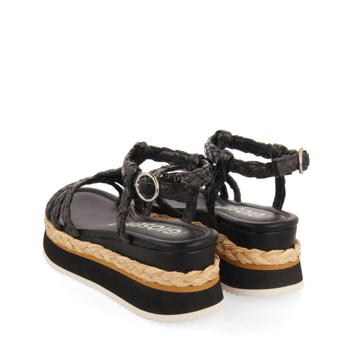 Senlisse women's black braided multi-strap sandals with platforms - Image 4