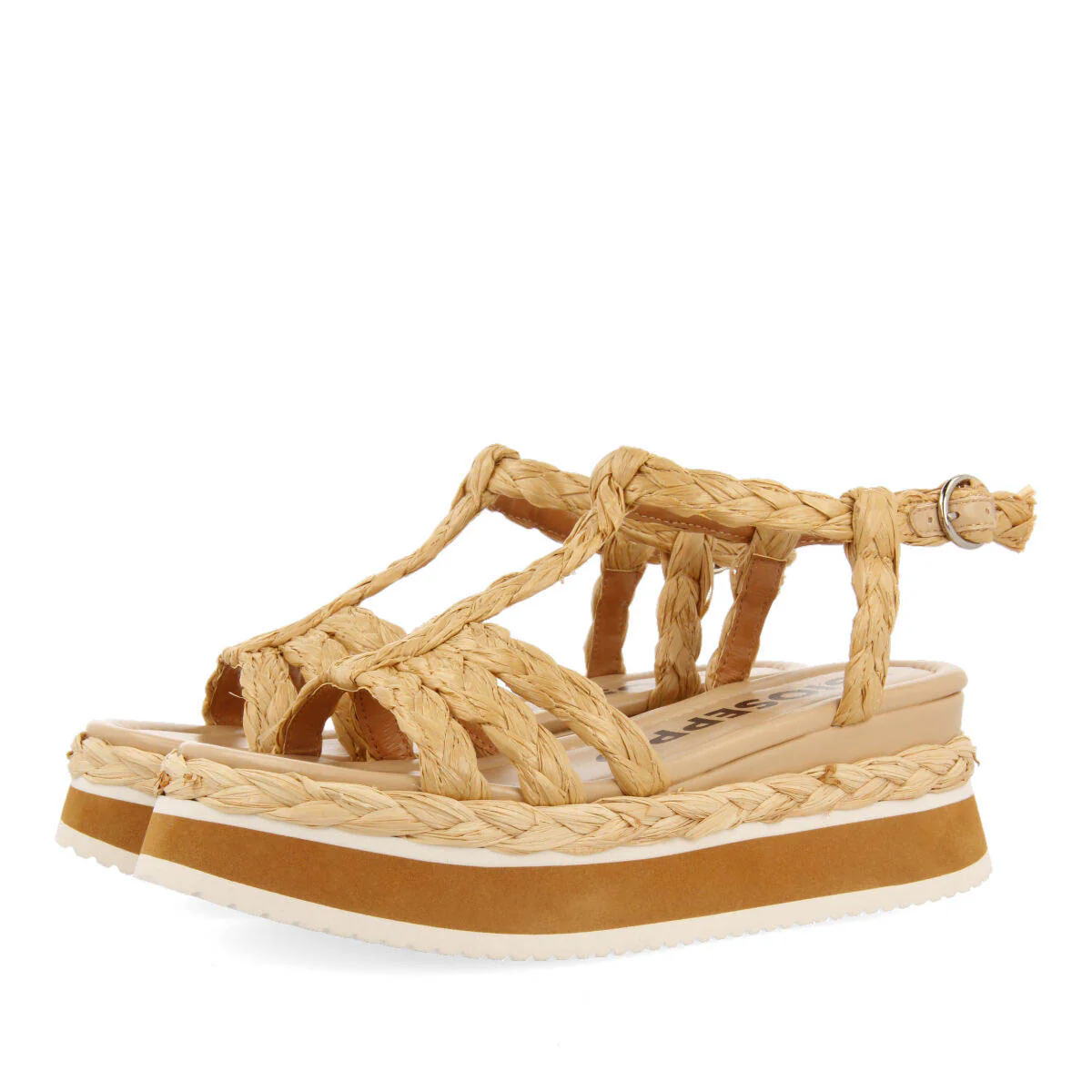 Senlisse women's braided raffia multi-strap sandals with platforms - Image 2