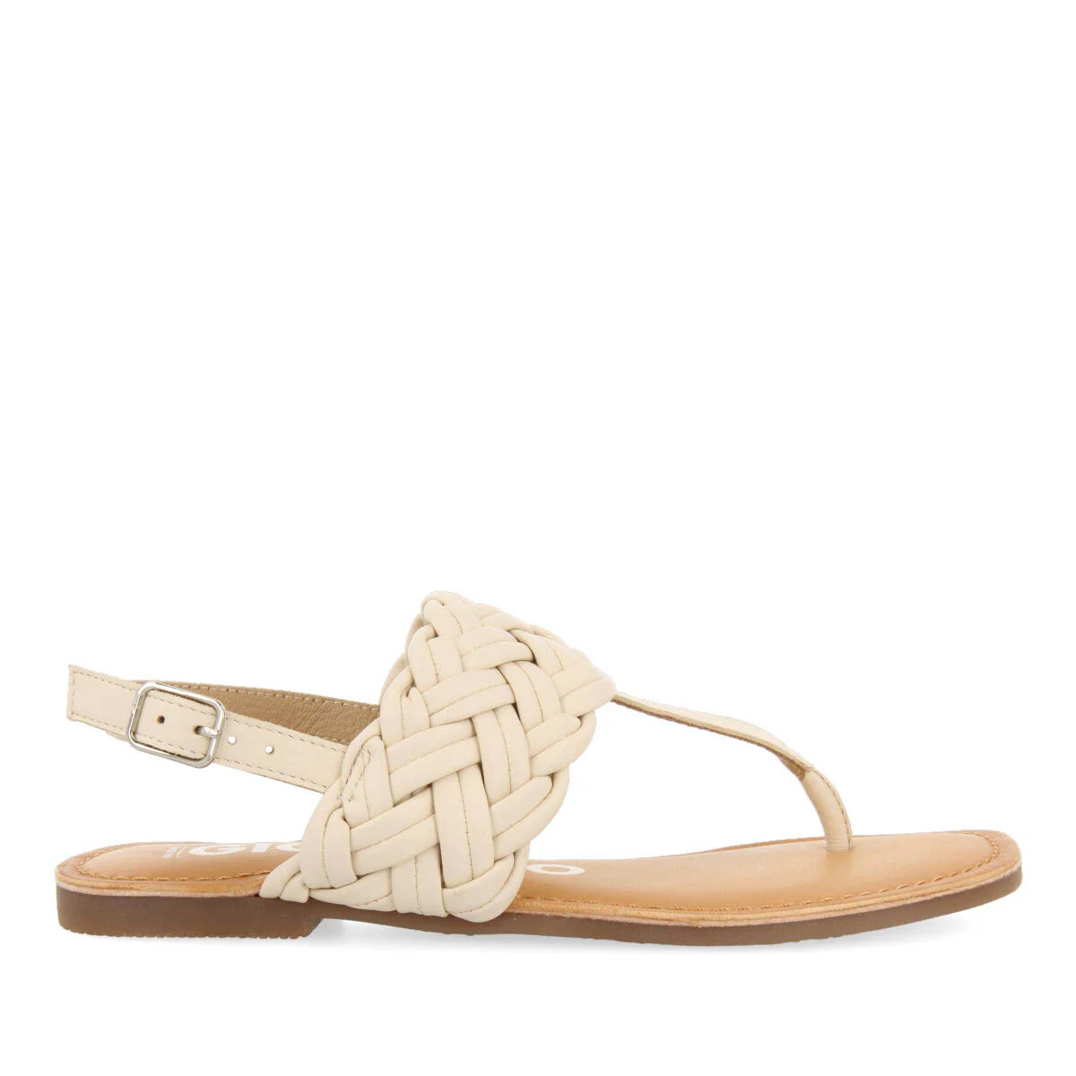 Sergines women's flat off-white braided leather sandals