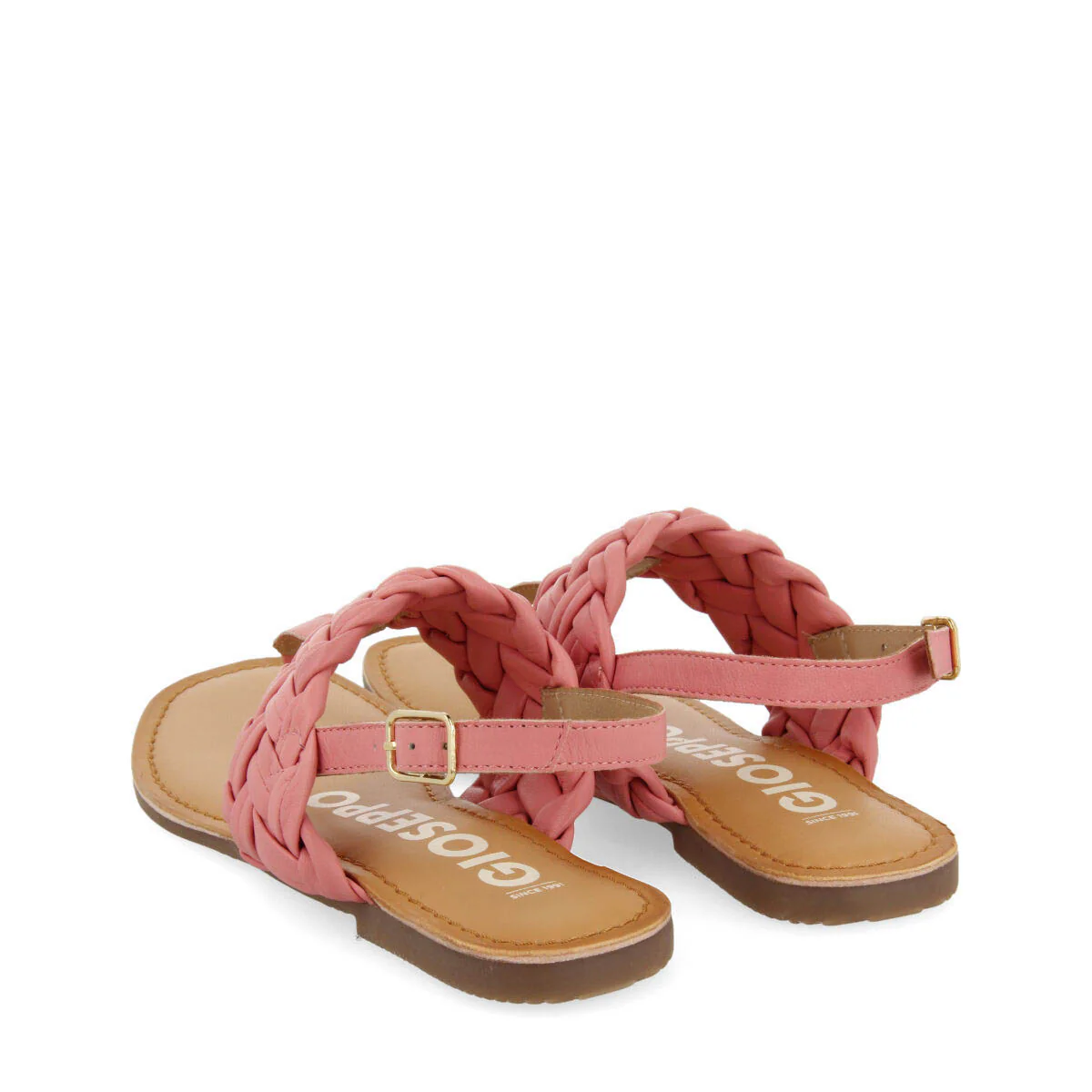 Sergines women's flat pink braided leather sandals - Image 5