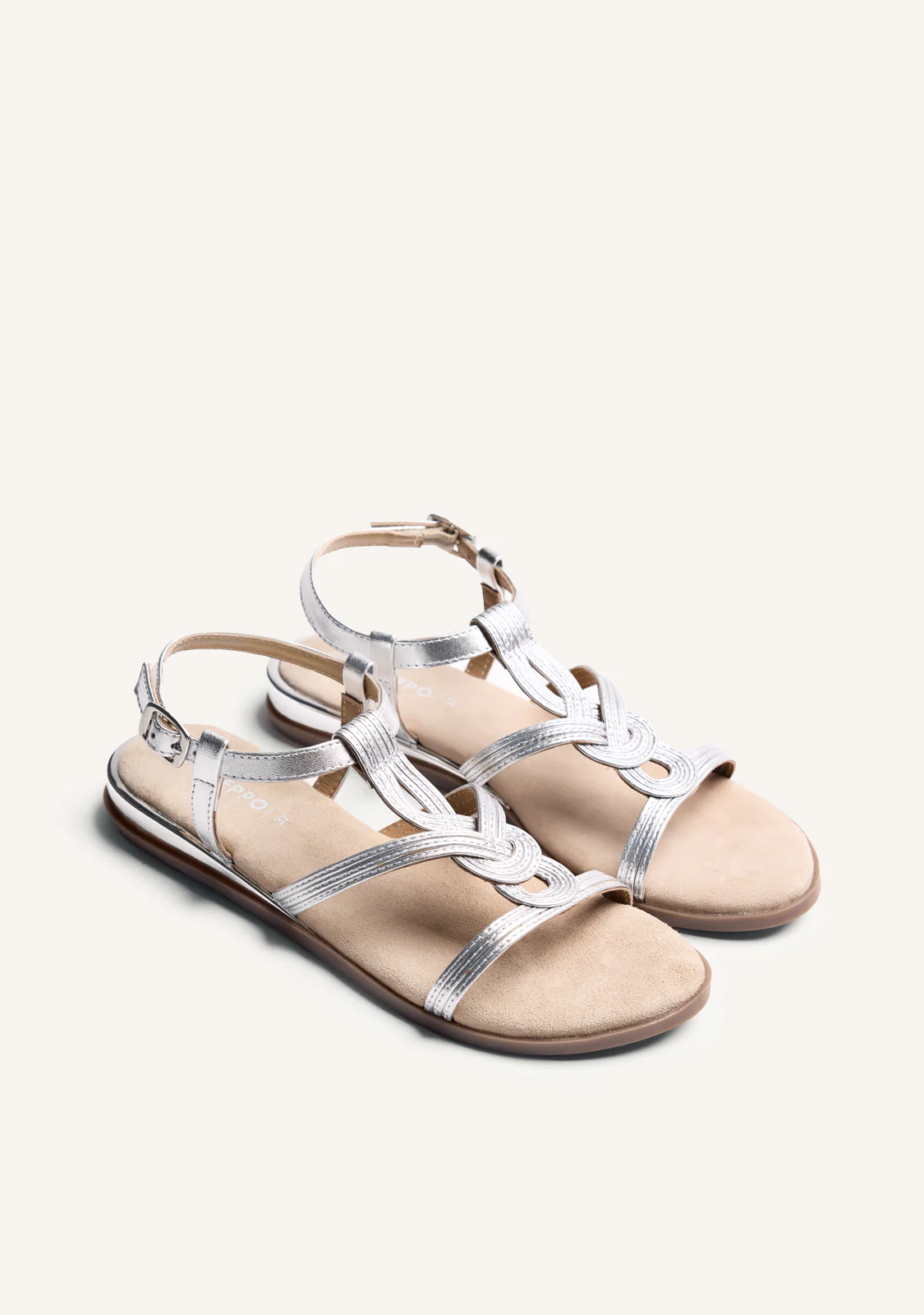 SHINY BRAIDED LEATHER WEDGE SANDALS REDDITCH - Image 2