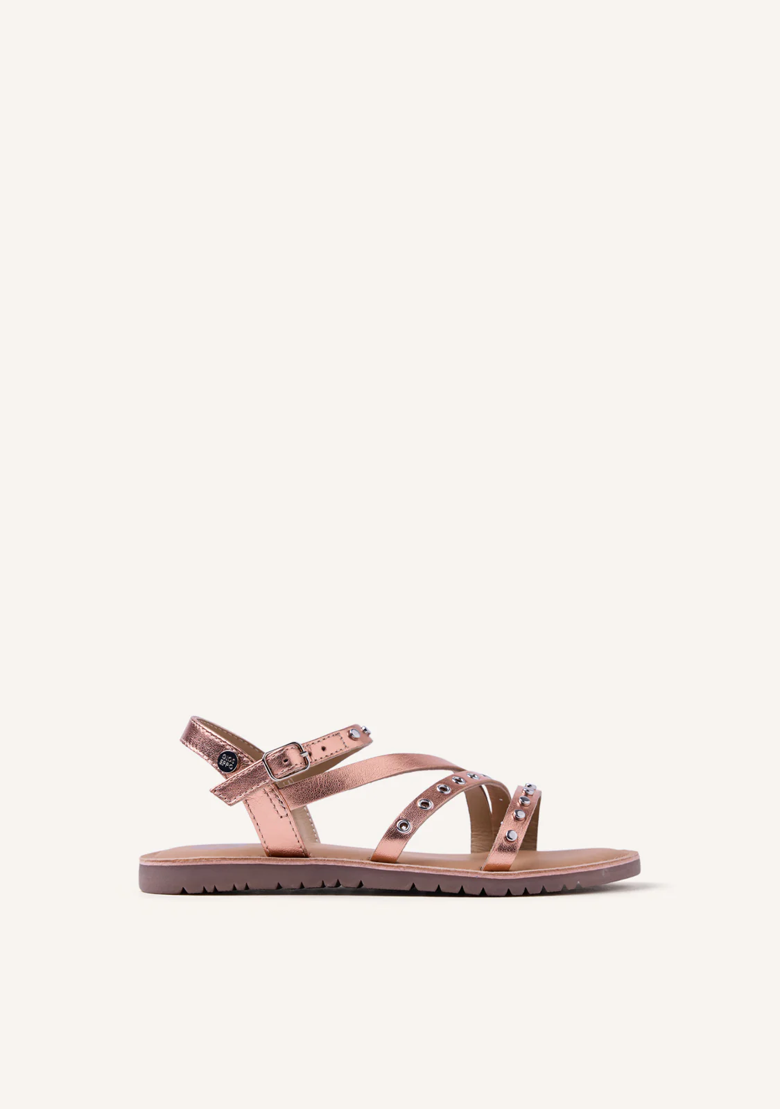 SHINY LEATHER SANDALS STUDS AND EYELETS AWASI
