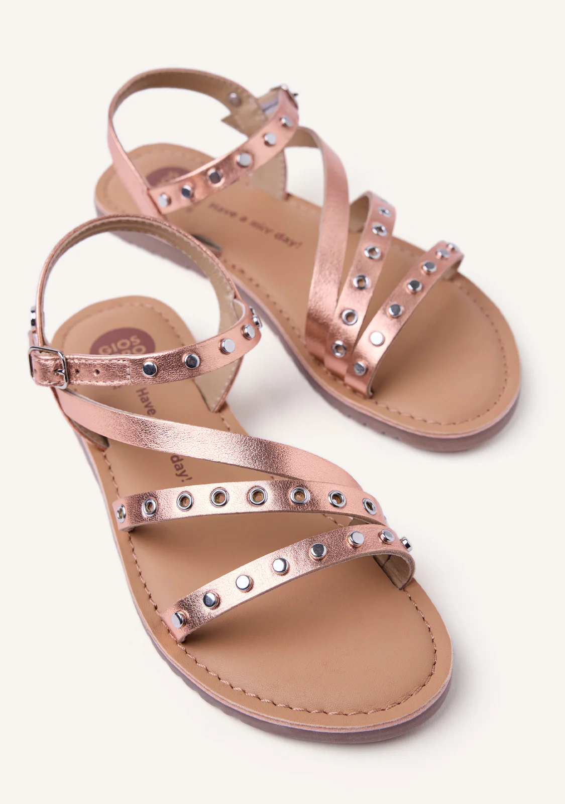 SHINY LEATHER SANDALS STUDS AND EYELETS AWASI - Image 3