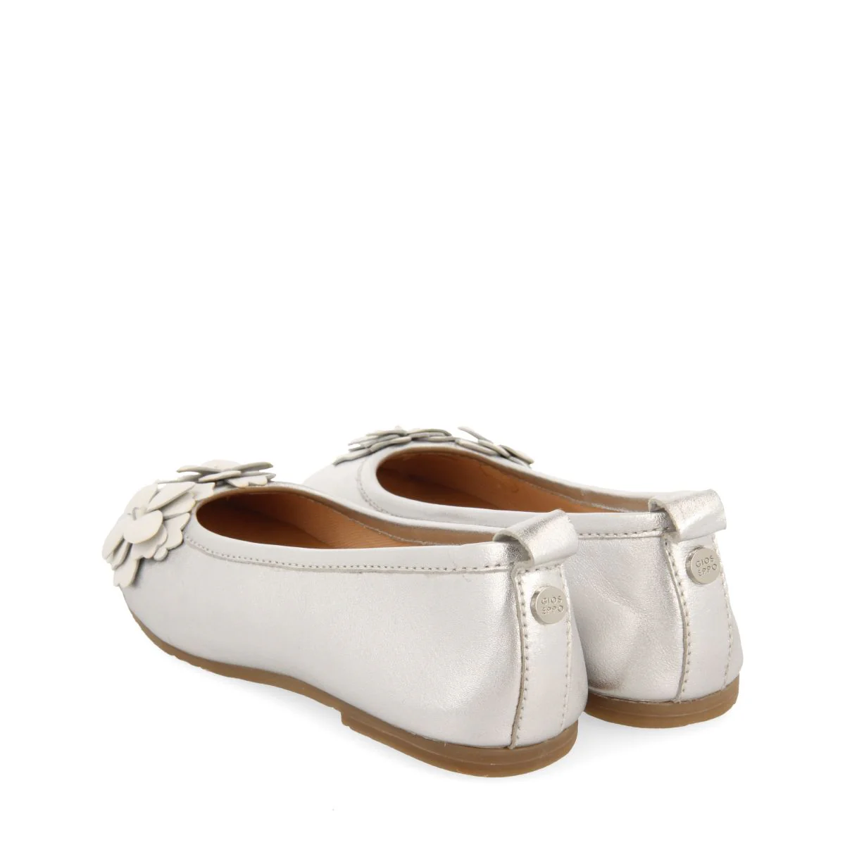 SILVER BALLET FLATS WITH FLORAL DECORATION FOR GIRL AND BOY PHARR - Image 3