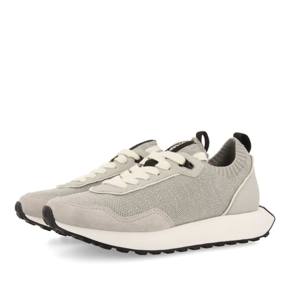 SILVER ELASTIC CUT SNEAKERS FOR WOMEN FINIQ - Image 3