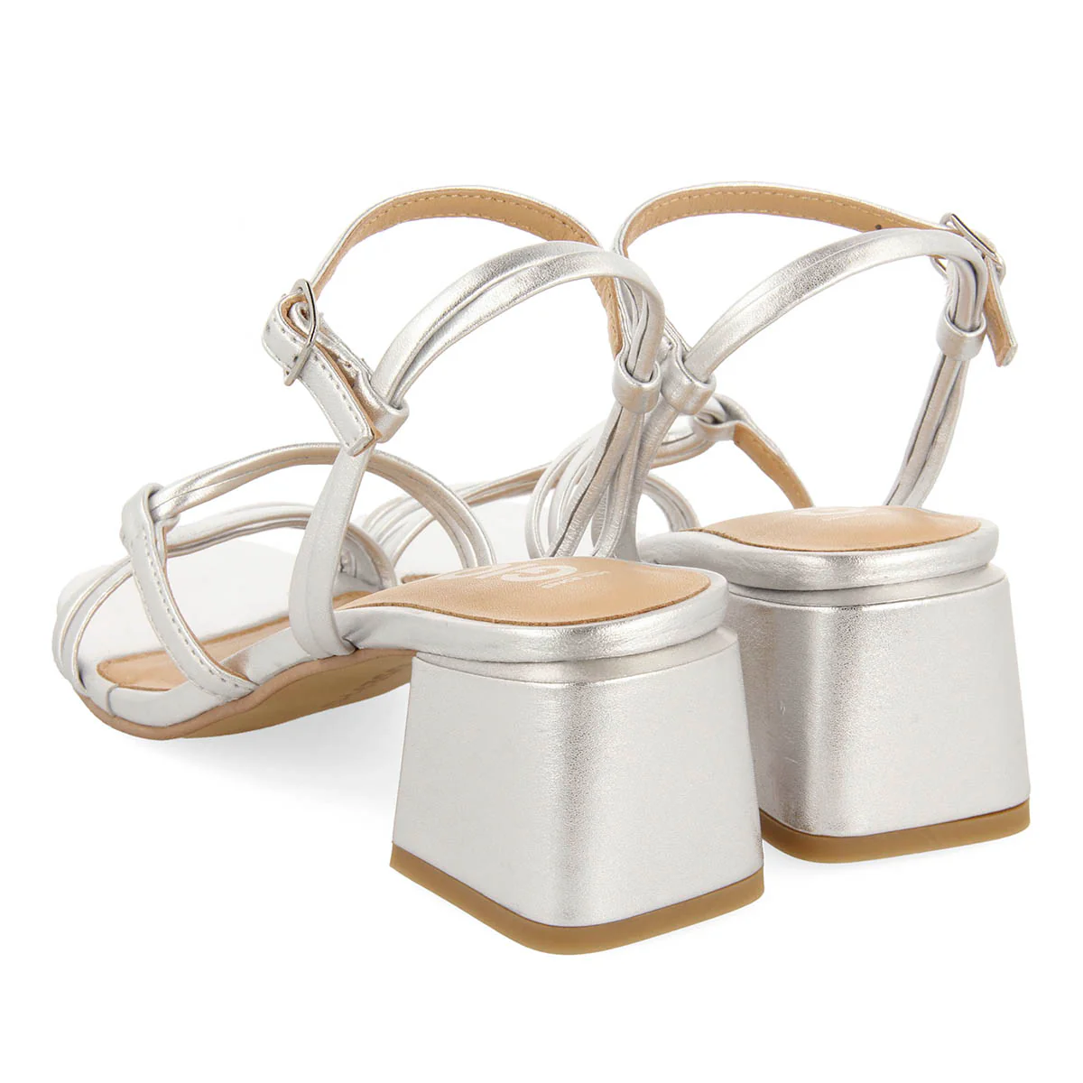 SILVER HEELED SANDALS WITH BRAIDED STRAPS FOR WOMEN PUSTEC - Image 3