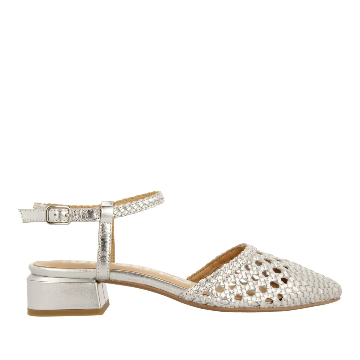 SILVER LEATHER BRAIDED BALLERINAS FOR WOMEN MINEO