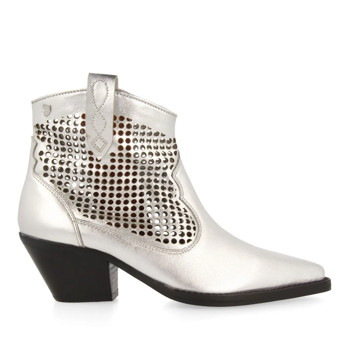 SILVER LEATHER COWBOY BOOTS FOR WOMEN WEKIWA
