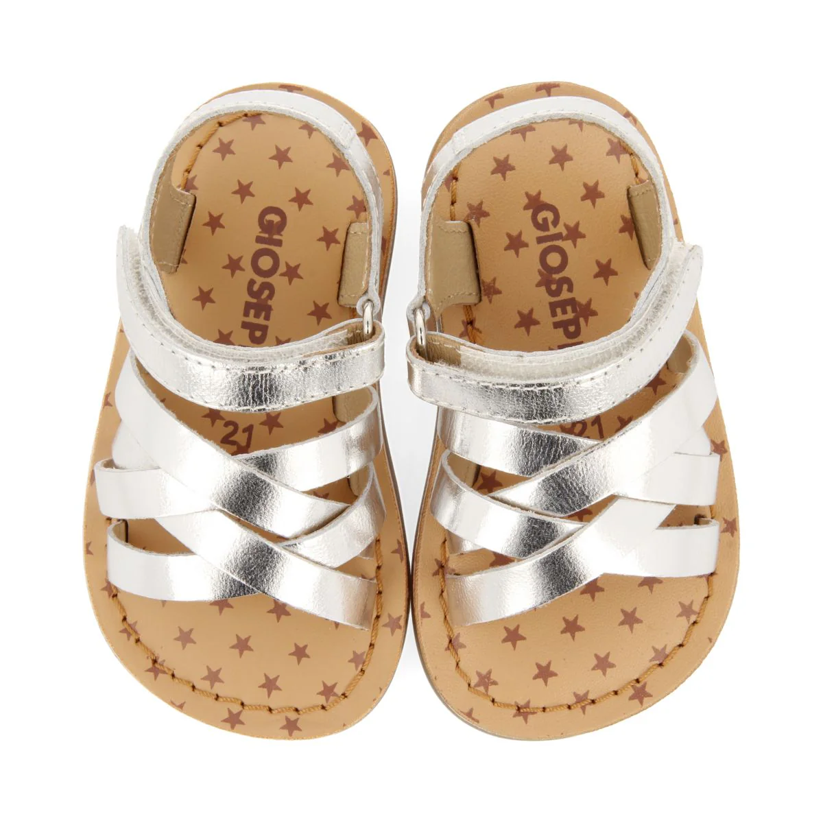 SILVER LEATHER ROMAN STYLE SANDALS FOR BABY FLEURY - Image 4