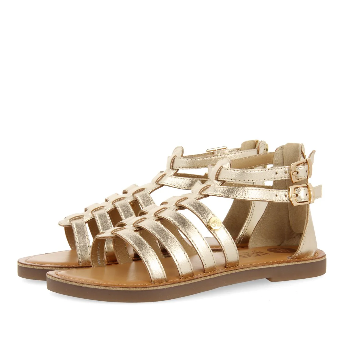 SILVER LEATHER ROMAN STYLE SANDALS FOR GIRL AND BOY BENICIA - Image 2