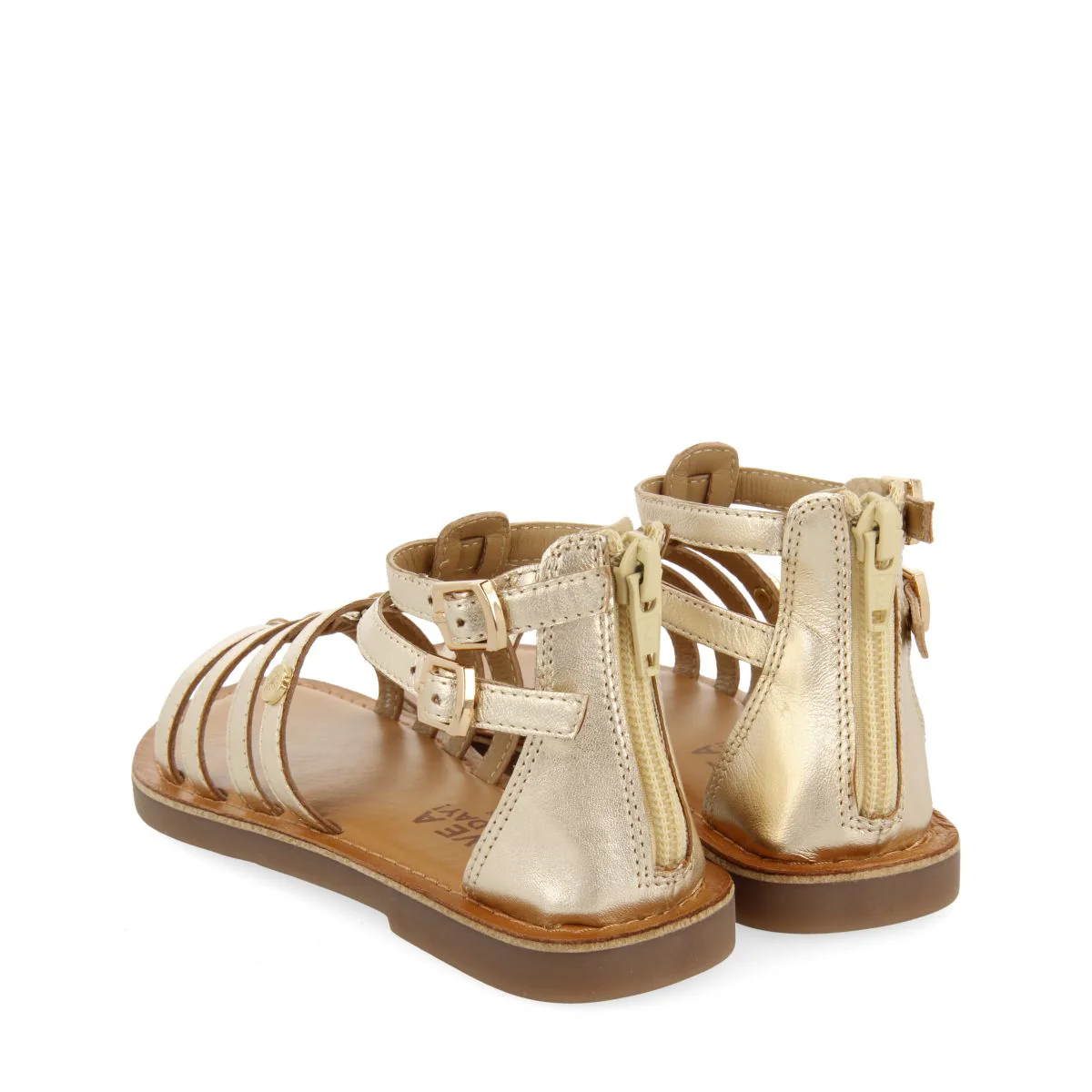 SILVER LEATHER ROMAN STYLE SANDALS FOR GIRL AND BOY BENICIA - Image 3