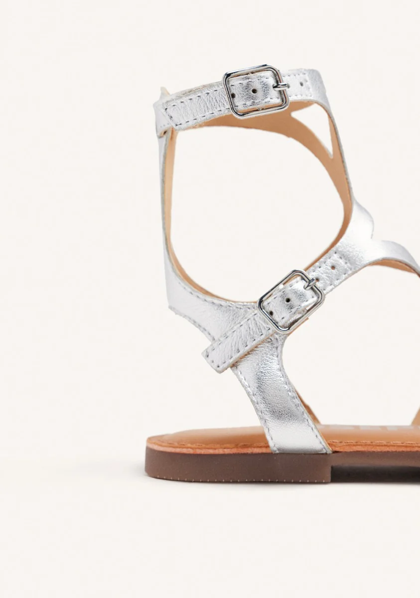 SILVER LEATHER ROMAN STYLE SANDALS FOR WOMEN TOPOJE - Image 4
