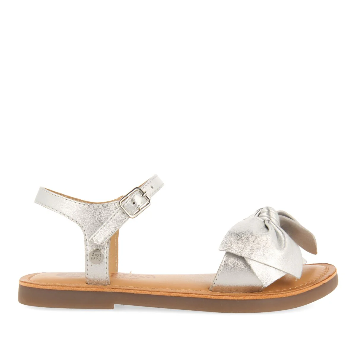 SILVER LEATHER SANDALS WITH BOW FOR GIRL AND BOY VARZIM