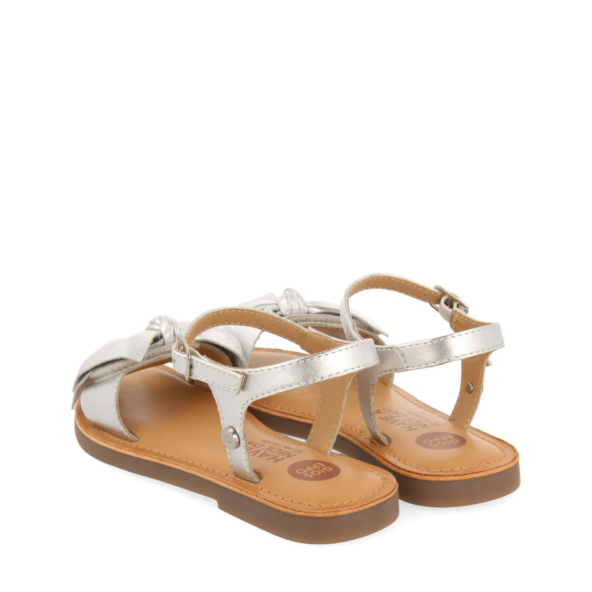 SILVER LEATHER SANDALS WITH BOW FOR GIRL AND BOY VARZIM - Image 3