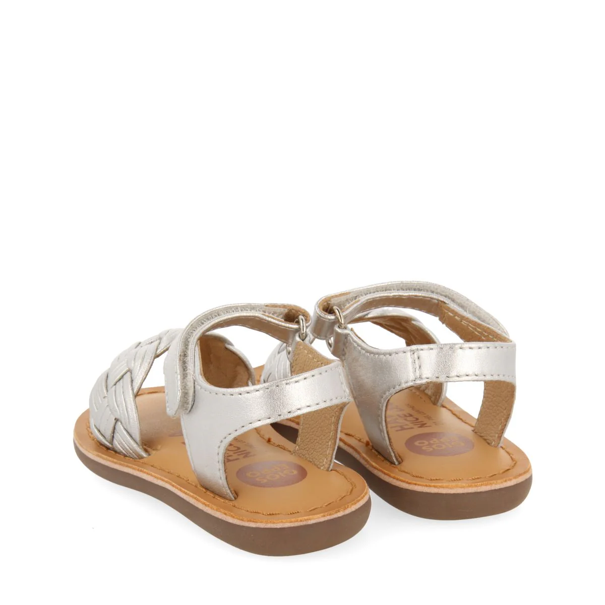 SILVER LEATHER SANDALS WITH BRAIDING AND ADJUSTABLE CLOSURE FOR BABY FLUSHE - Image 3