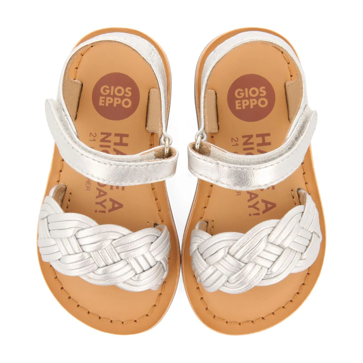 SILVER LEATHER SANDALS WITH BRAIDING AND ADJUSTABLE CLOSURE FOR BABY FLUSHE - Image 4