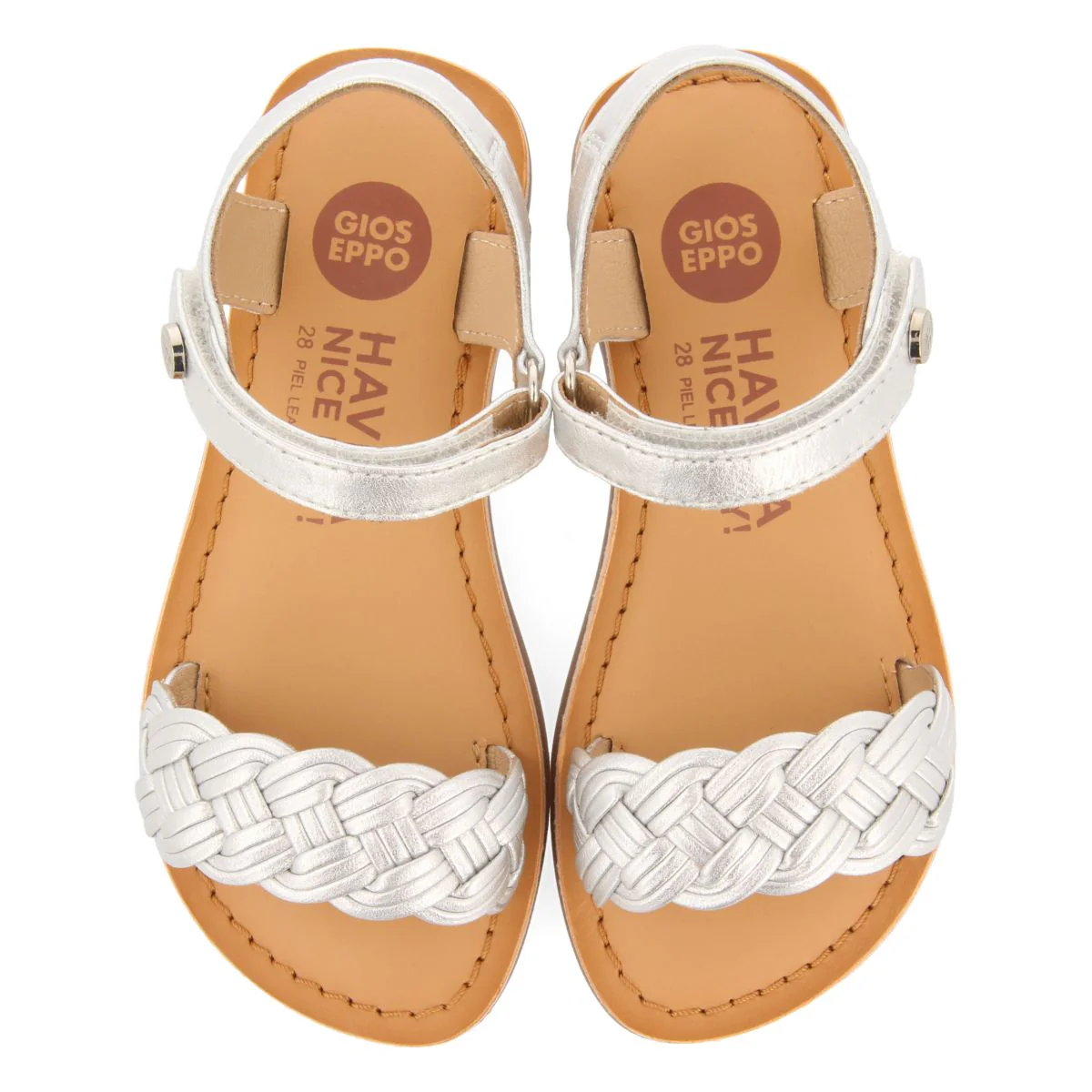 SILVER LEATHER SANDALS WITH BRAIDING AND ADJUSTABLE CLOSURE FOR GIRL AND BOY MANASTIR - Image 4